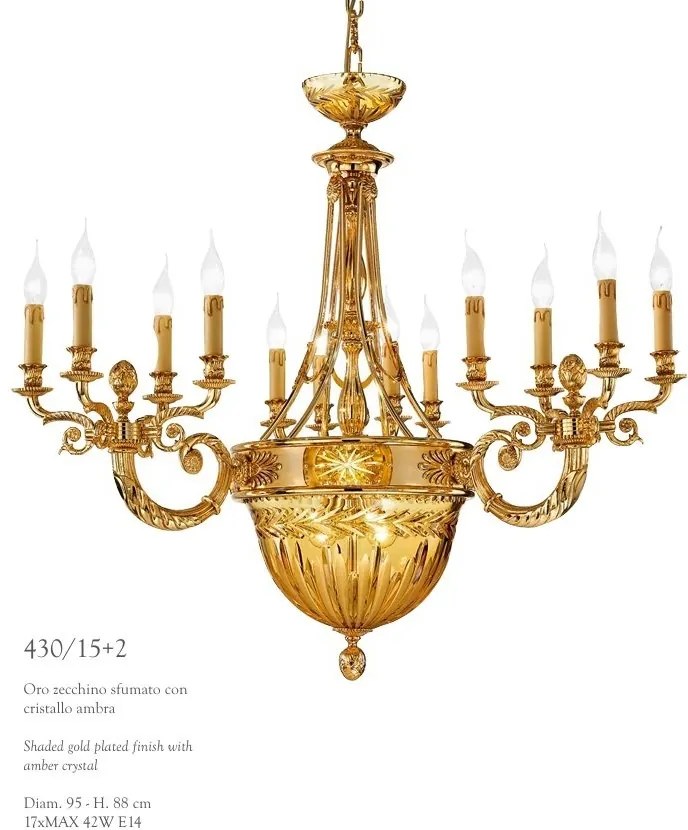 Candelabru clasic LUX realizat manual Amber