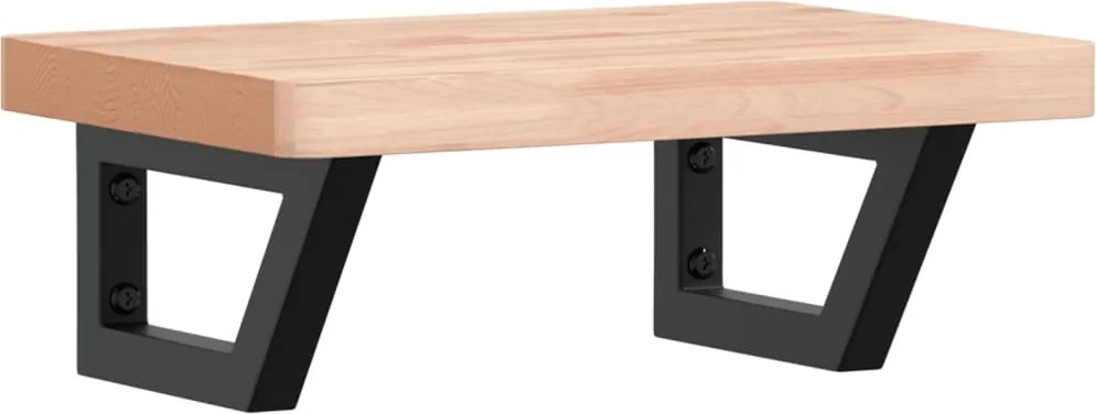 vidaXL Raft pentru lavoar montat pe perete, oțel și lemn masiv fag