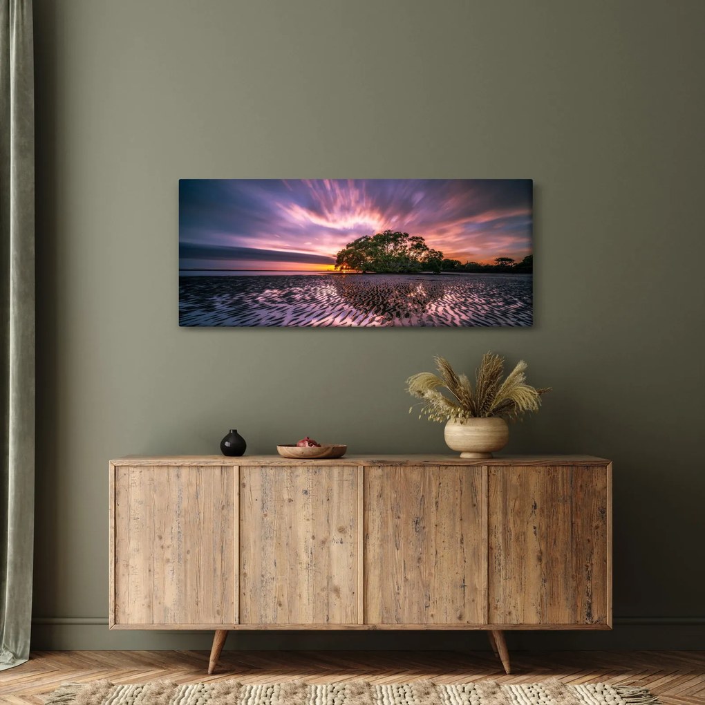 Tablou copacului pe plajă (120x50 cm)