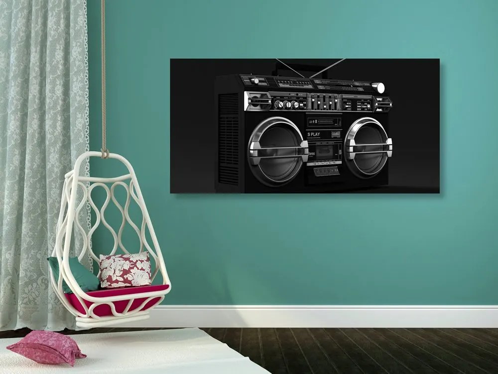 Tablou disco radio din anii 90 în design alb-negru