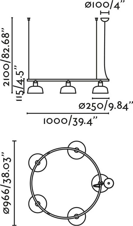 Lustra suspendata metal TATAWIN M 5L negru, verde