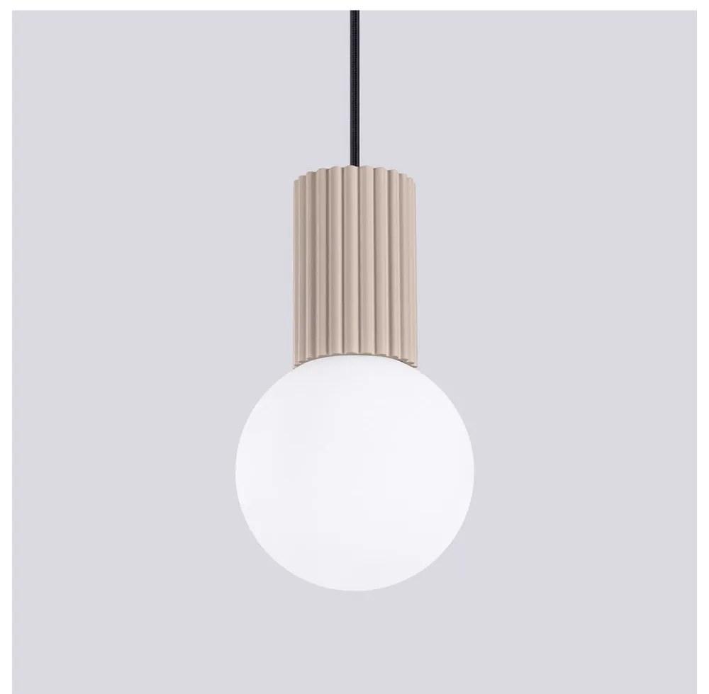 Lustră taupe cu abajur din sticlă ø 12 cm Orbital – Sollux