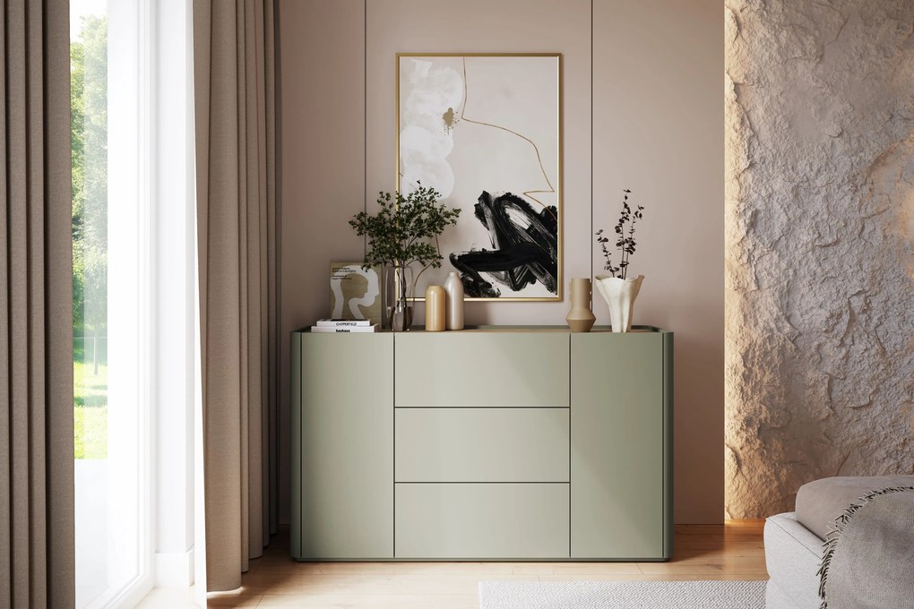 Comodă Elivo 150 cm cu sertare - eucalipt / stejar baltic dune