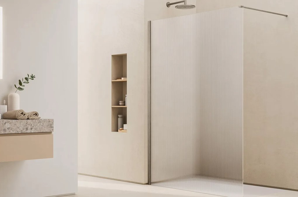 Paravan dus sticla walk-in 80x200 cm, bronz periat, sticla 8 mm, Ronal Lina 800x2000 mm, Bronz periat