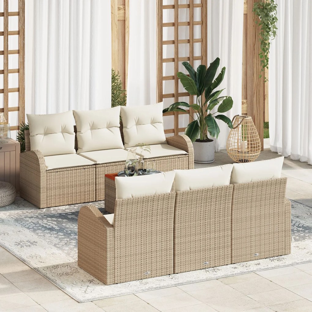 vidaXL Set de Canapea pentru Grădină cu Perne Bej Poli Ratan Acacia