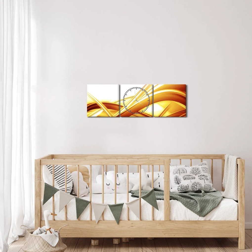 Tablou - Abstrac galben (cu ceas) (90x30 cm)