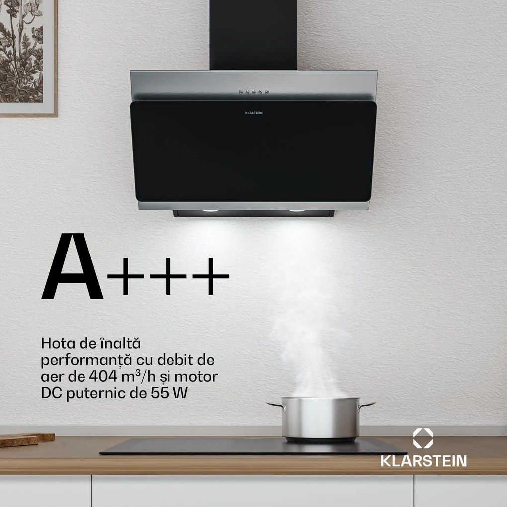 Klarstein Alessia hotă fără coș | Mod evacuare și recirculare | Oțel inoxidabil | 417 m³/h | 60 cm