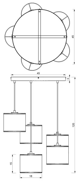 Lustră pe cablu RATTAN 5xE27/60W/230V ratan