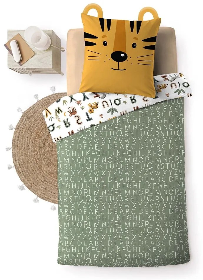 Lenjerie de pat pentru copii din bumbac pentru pat de o persoană 140x200 cm Tigry – douceur d'intérieur