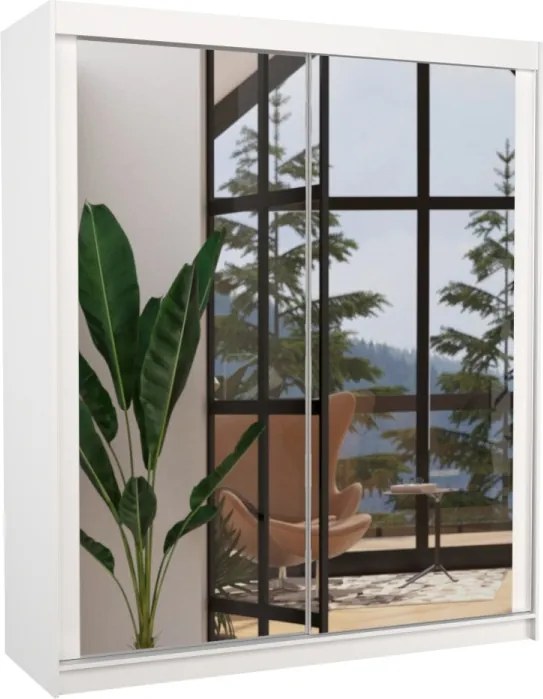 Dulap cu usi glisante si oglinda 180x215 cm, Morgan, ADRK Furniture (Culoare: Negru)