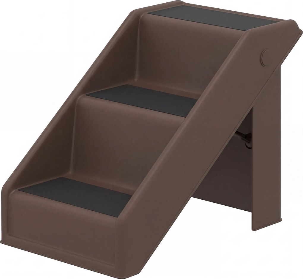 PawHut Scară pentru câini 3 Trepte 36,5 cm Înălțime Scară pentru animale de companie pentru câini mici pliabilă pentru Pat, Canapea, Sofa Mașină Maro | Aosom Romania