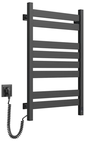 Radiator de baie tip scară LARGO cu termostat, 432 W/230 V, 80,6 cm, IP44, negru, racordare stânga