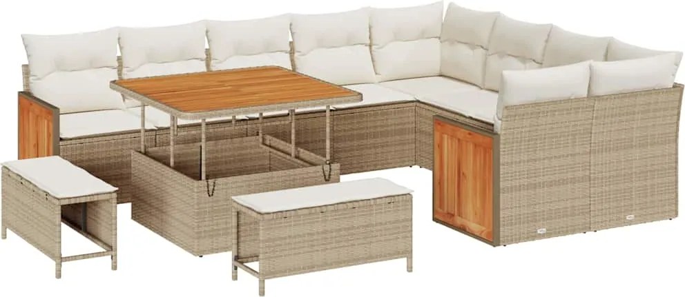 vidaXL Set de canapele pentru grădină 13 pcs Bej și crem poliratan