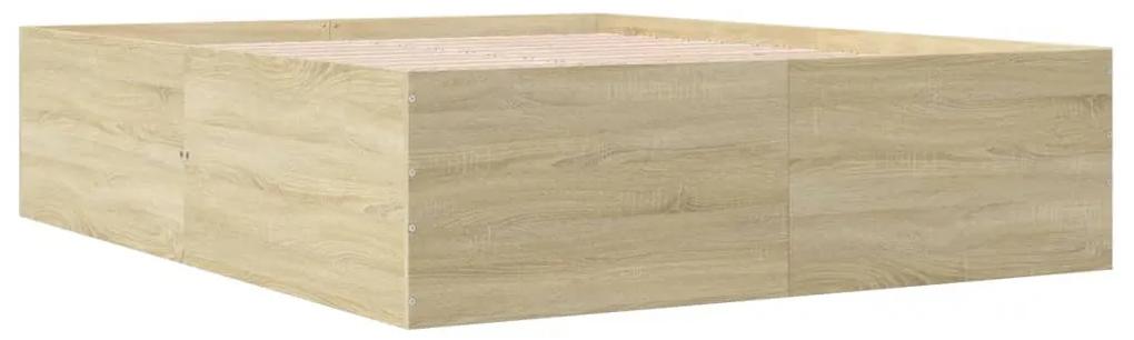 3280911 vidaXL Cadru de pat, stejar sonoma, 160x200 cm, lemn prelucrat