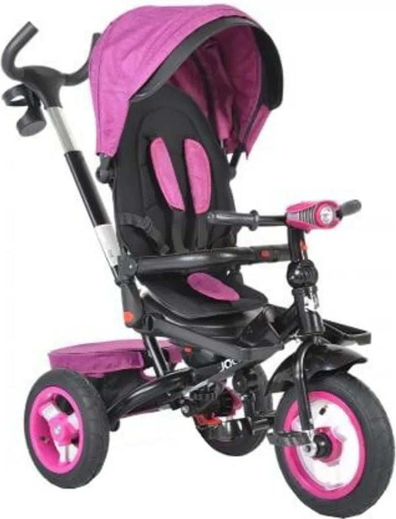 Tricicleta cu copertina detasabila NOVOKIDS™ Jockey Trike , Cu far luminos si melodii, Roti gonflabile din cauciuc, Rotire 360 grade , Cadru metalic,