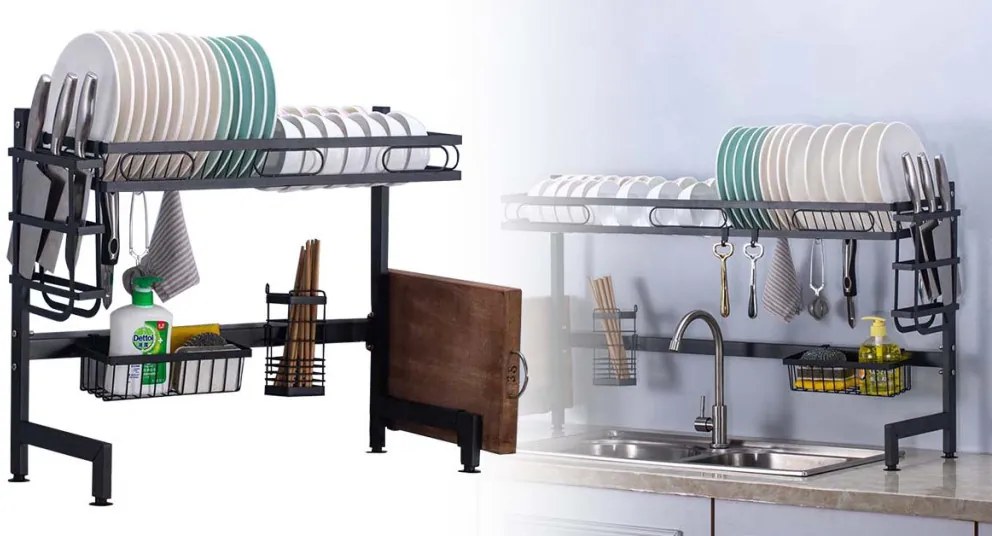 Scurgator vase deasupra chiuvetei, pentru chiuveta dubla