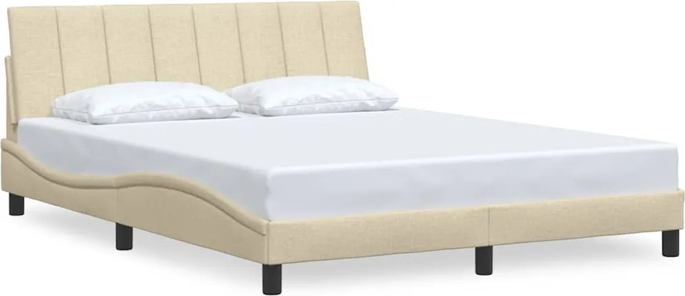 vidaXL Cadru de pat fără saltea, Hanko, crem, 160x200 cm, textil