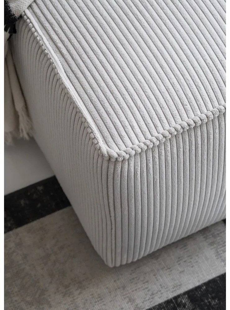 Colțar alb extensibil cu tapițerie din catifea reiată (cu colț pe partea stângă ) Brave Dave – Miuform