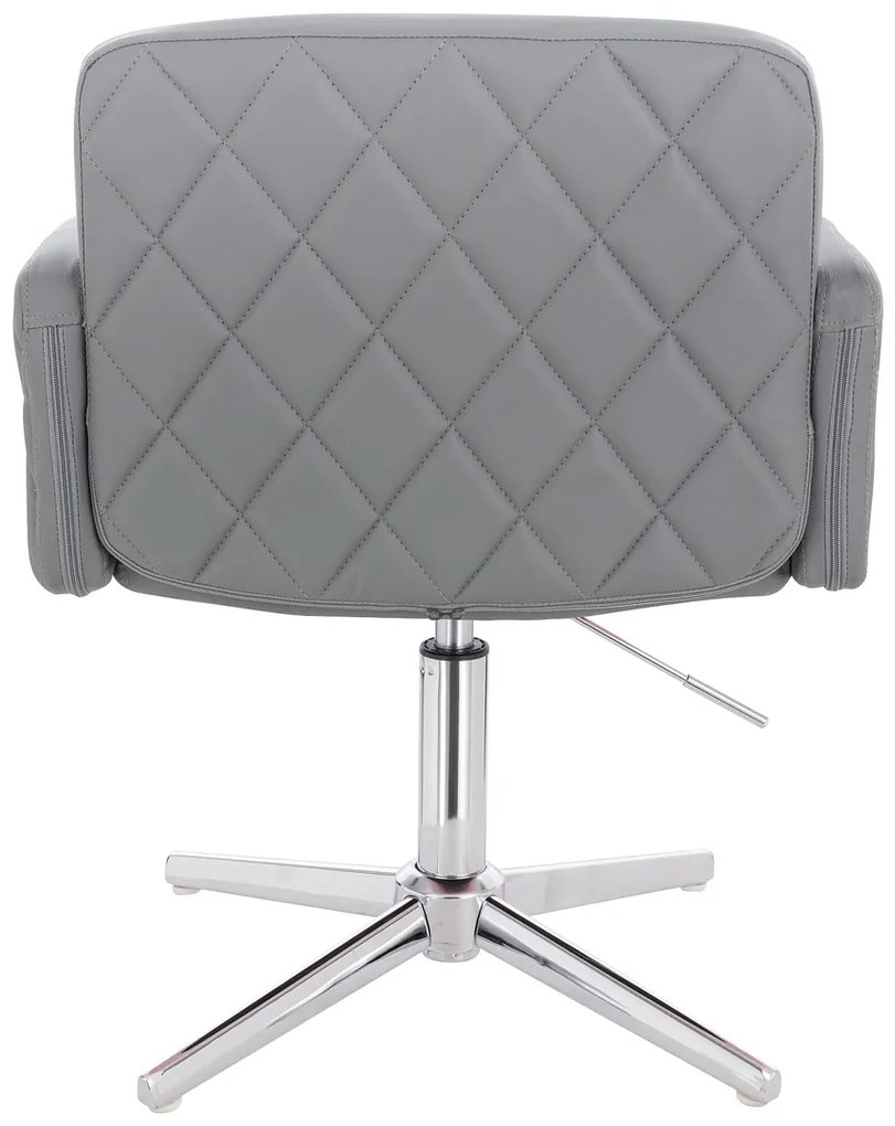HR802CROSS Scaun Gri din Piele Ecologica cu Bază Cromata