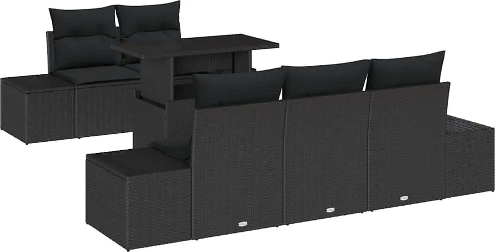 vidaXL Set de canapele pentru grădină cu pernă cu pernă 6 pcs Negru