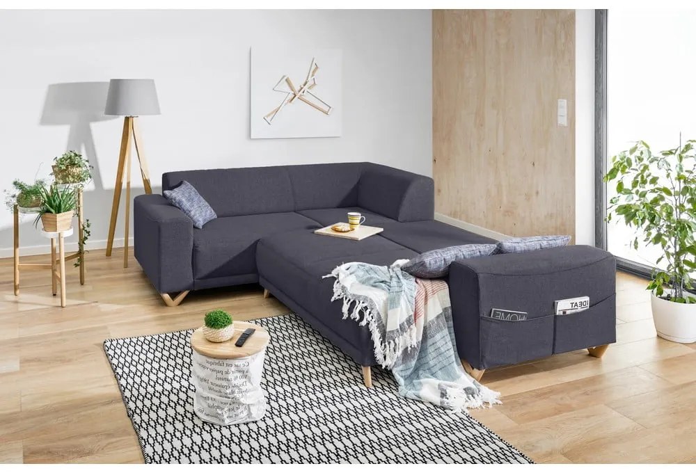 Colțar gri antracit extensibil/cu spațiu de depozitare (cu colț pe partea stângă/în formă de ”L”) Classy Sophie – Miuform