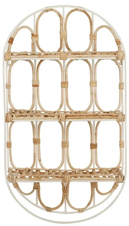 Etajera de perete, din metal si rattan, 3 rafturi Roseraie