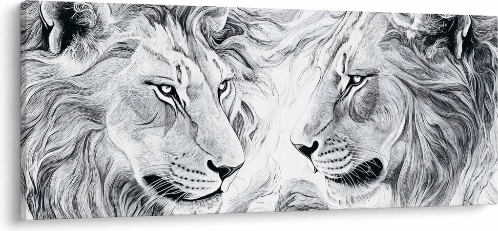 Tablou - Capete de lei desenate (120x50 cm)