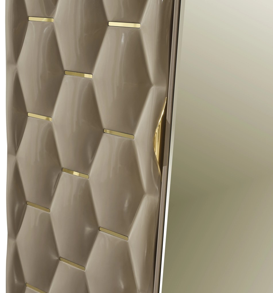 Set dormitor complet mdf 30 mm si metal - royal lav - crem/antracit cu auriu