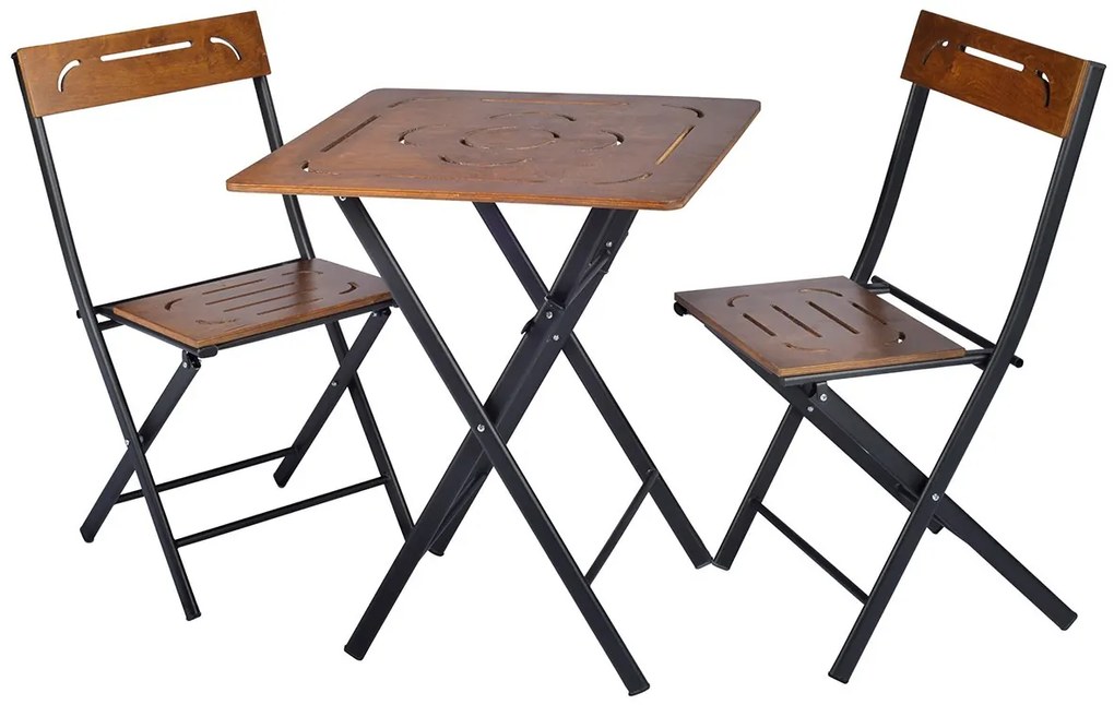 Set masă scaune de grădină (3 buc) Bonita (nuc + Negru). 1083037