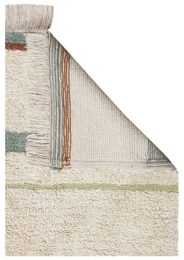 Covor albastru/crem lavabil/țesut manual din bumbac 140x200 cm Lanes Vintage Blue – Lorena Canals