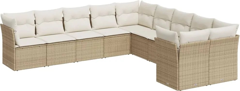 vidaXL Set canapele de grădină cu perne, 10 piese, bej, poliratan