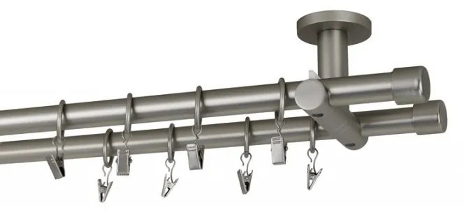 Galerie dubla picior universal -CAPACEL- dubla 19/19 - crom mat (Alege marime: 160 cm)