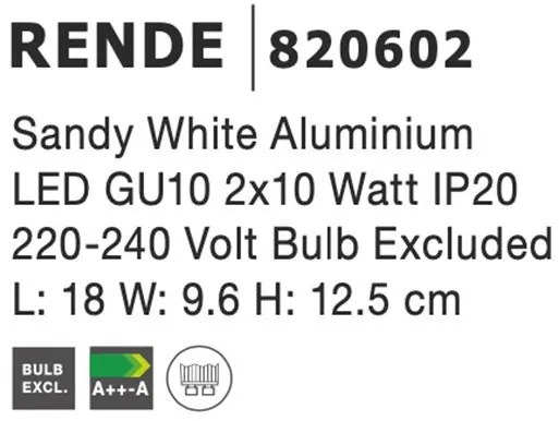 Corp aplicat cu 2 spoturi directionabile RENDE alb NVL-820602
