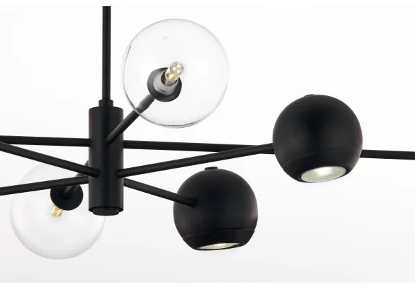 Lustră pe tijă Jupiter 1996 MOKA 4xGU10/10W/230V + 4xG9/10W/230V negru/transparent