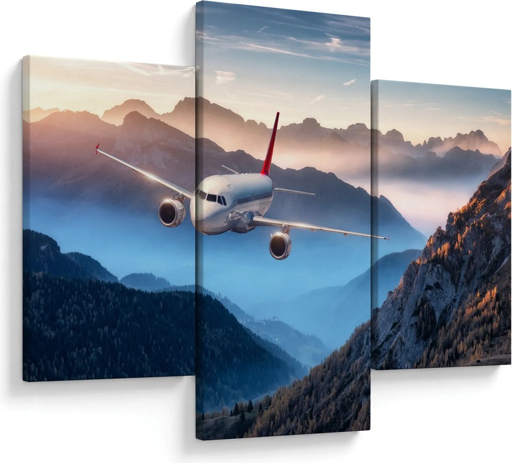 Tablou - Avion peste crestele montane (90x60 cm)