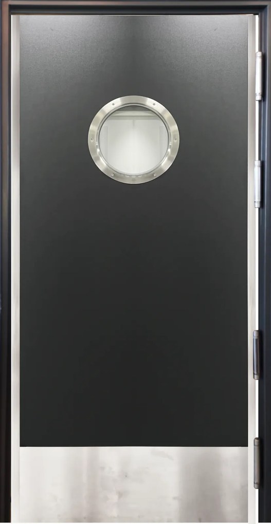 Usa restaurant bucatarie cu geam hublou - dublu batanta la 180 1050x2085, Gri Antracit, Laminat HPL