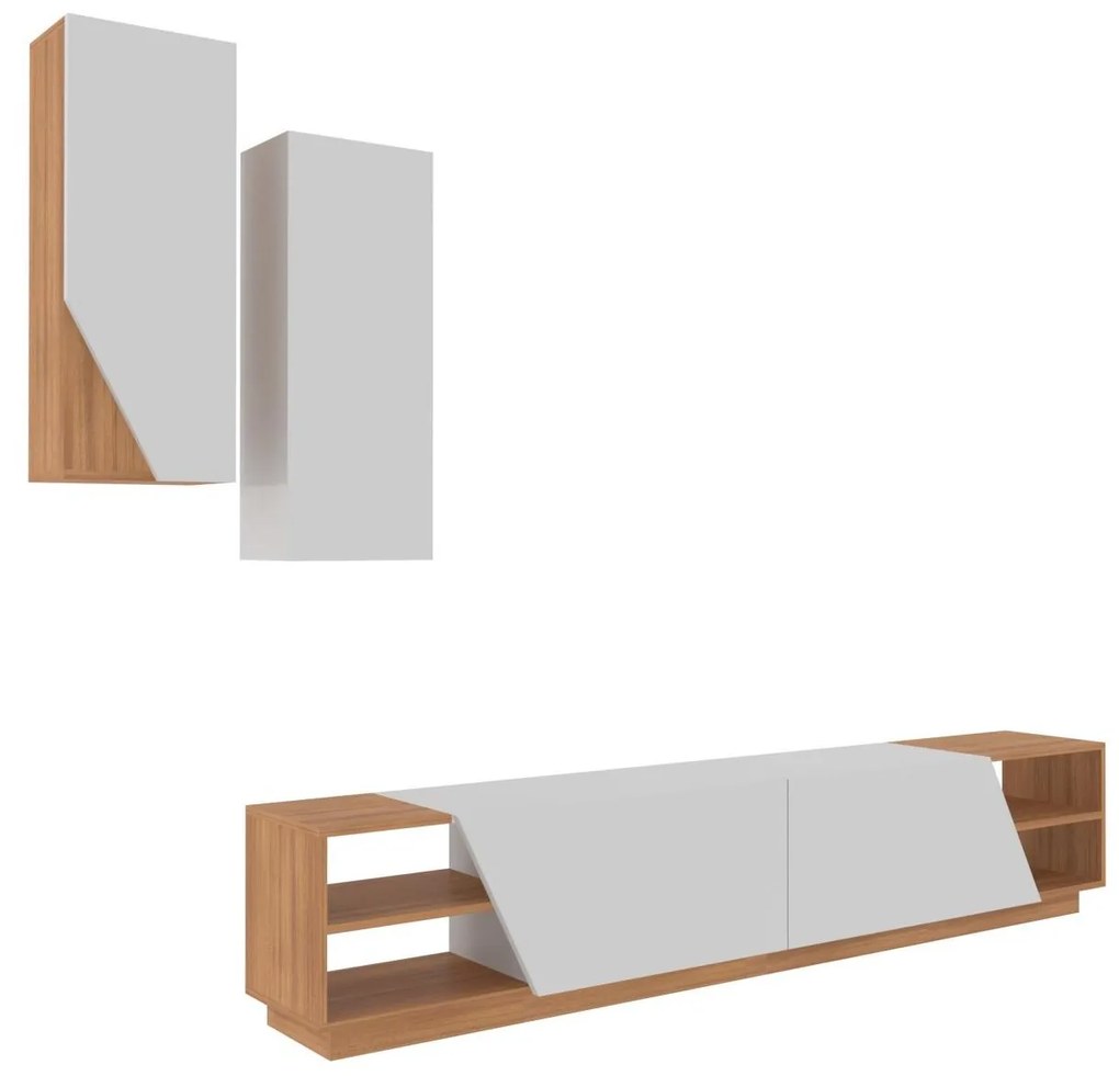 Mobilier living Ziva 2 (alb + teak). 1102661