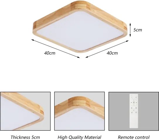 Brilagi - Corp de iluminat LED dimabil WOODLINE SQUARE LED/48W/230V, stejar 40x40 cm + telecomandă