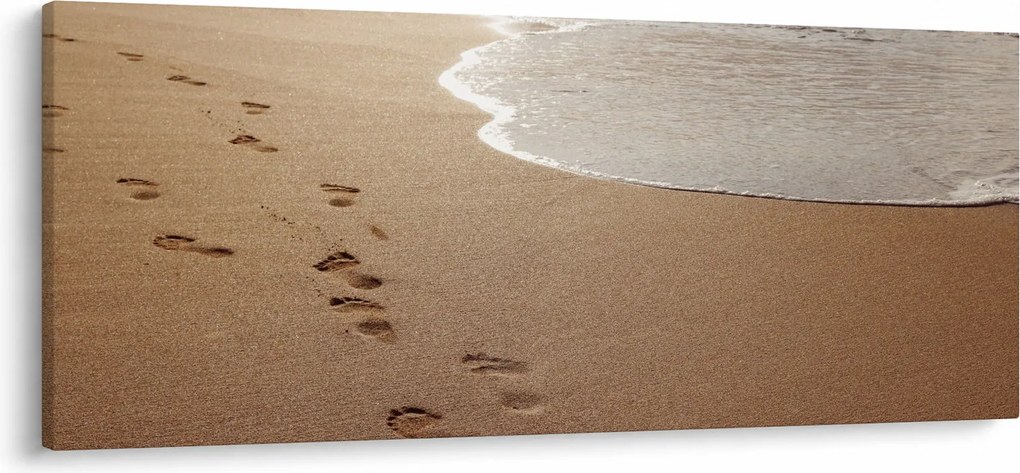 Tablou - urme în nisip și mare (120x50 cm)