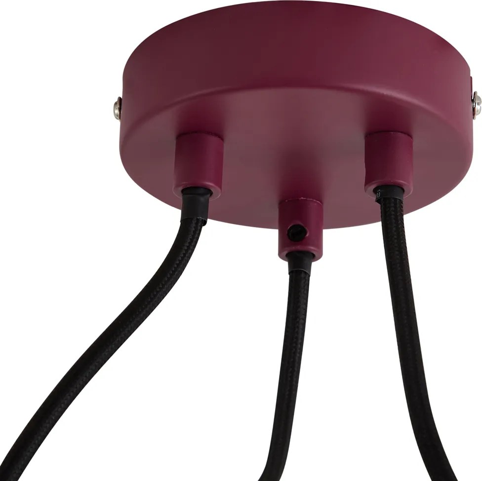 Lampă suspendată de design roșie cu sticlă opală cu 3 lumini - Tulip