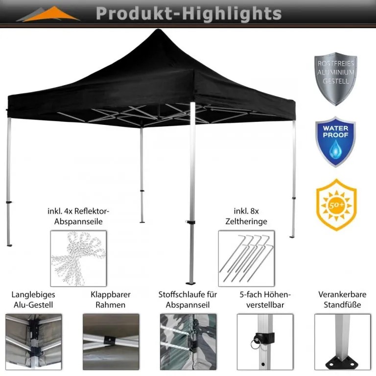 INSTENT PRO Cort de grădină  3 x 3 m, negru, 4 laturi