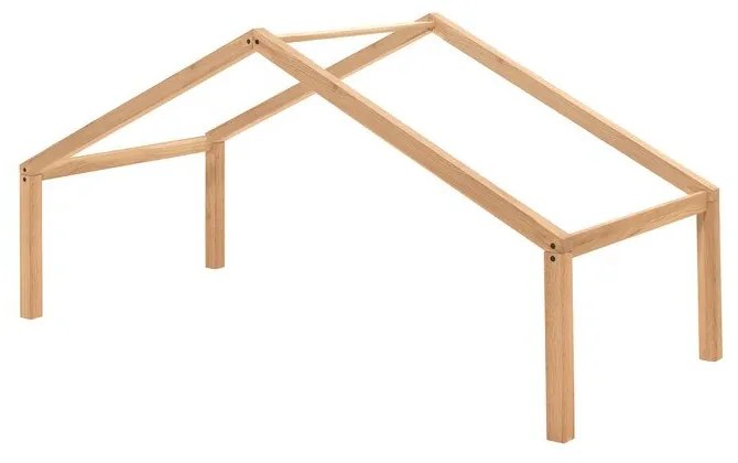 Pat pentru copii în culoare naturală de tip casă din lemn de stejar 90x200 cm Forrest – Vipack