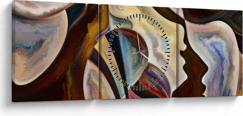 Tablou - Abstractizarea capetelor (cu ceas) (90x30 cm)