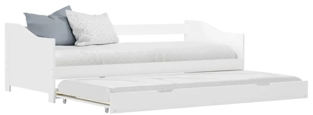 vidaXL Cadru pat canapea, extensibil, alb, 90 x 200 cm, lemn de pin