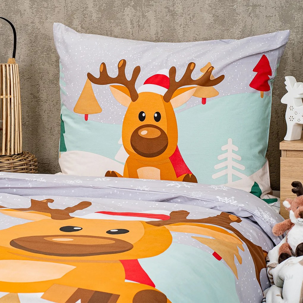 Lenjerie de pat din bumbac 4Home Christmasreindeer, 140 x 200 cm, 70 x 90 cm