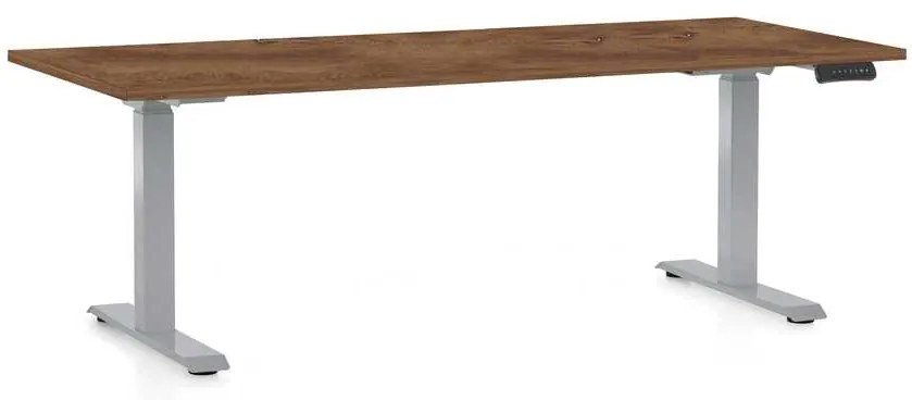 Masă înălțime reglabilă OfficeTech D, 180 x 80 cm, picioare gri, stejar silverjack