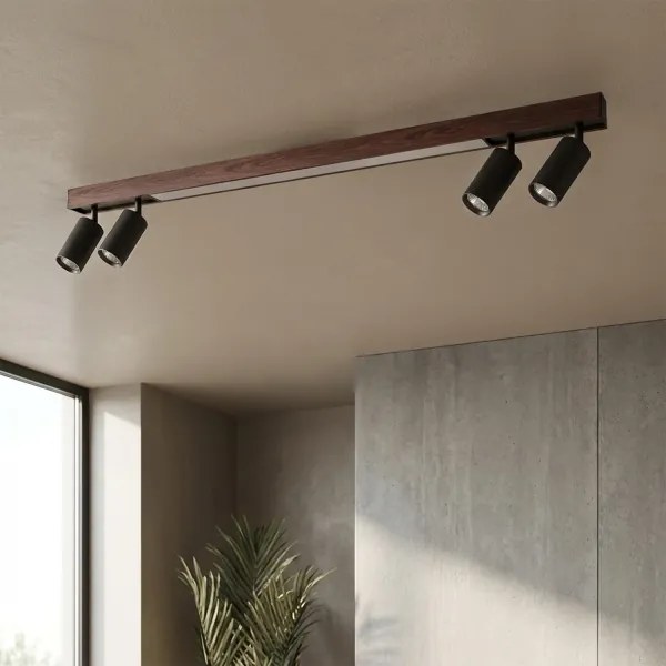 Brilagi - Spot LED SELE 4xGU10/30W/230V + LED/25W negru/decor de stejar