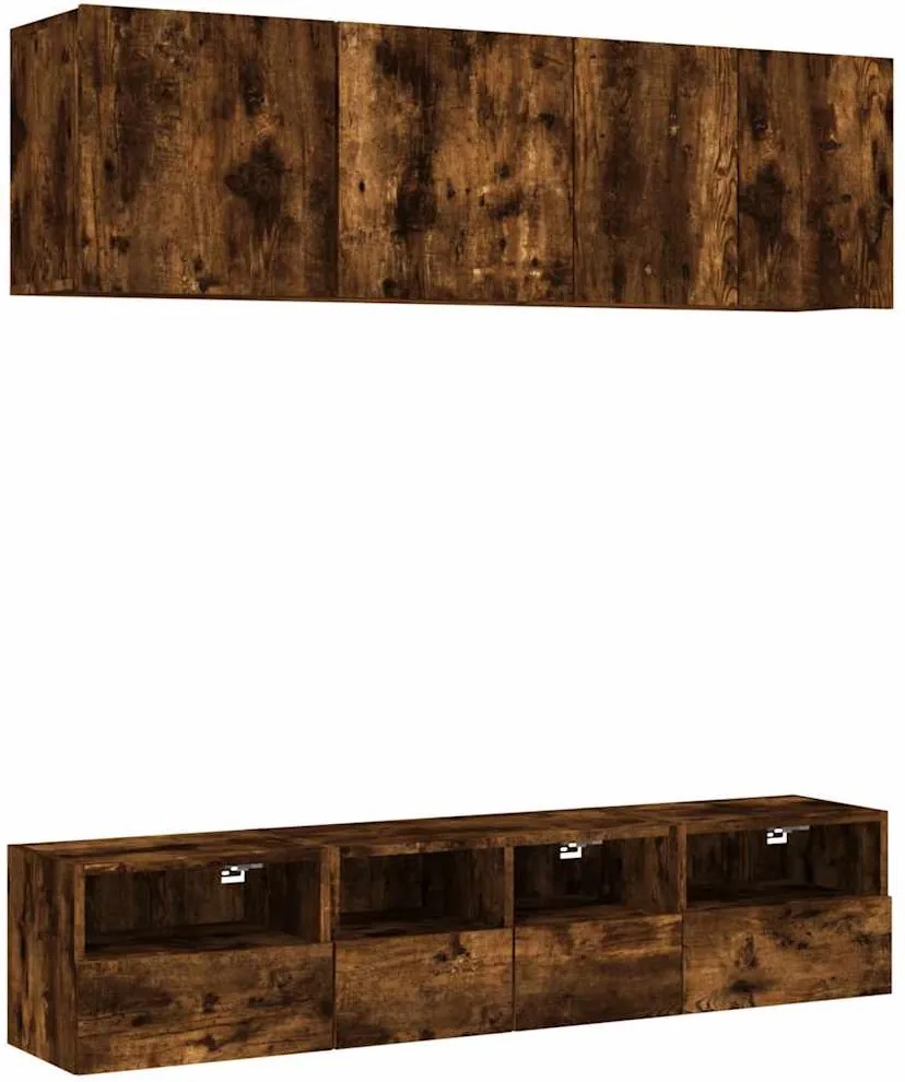 vidaXL Unități TV de perete, 5 piese, stejar fumuriu, lemn prelucrat