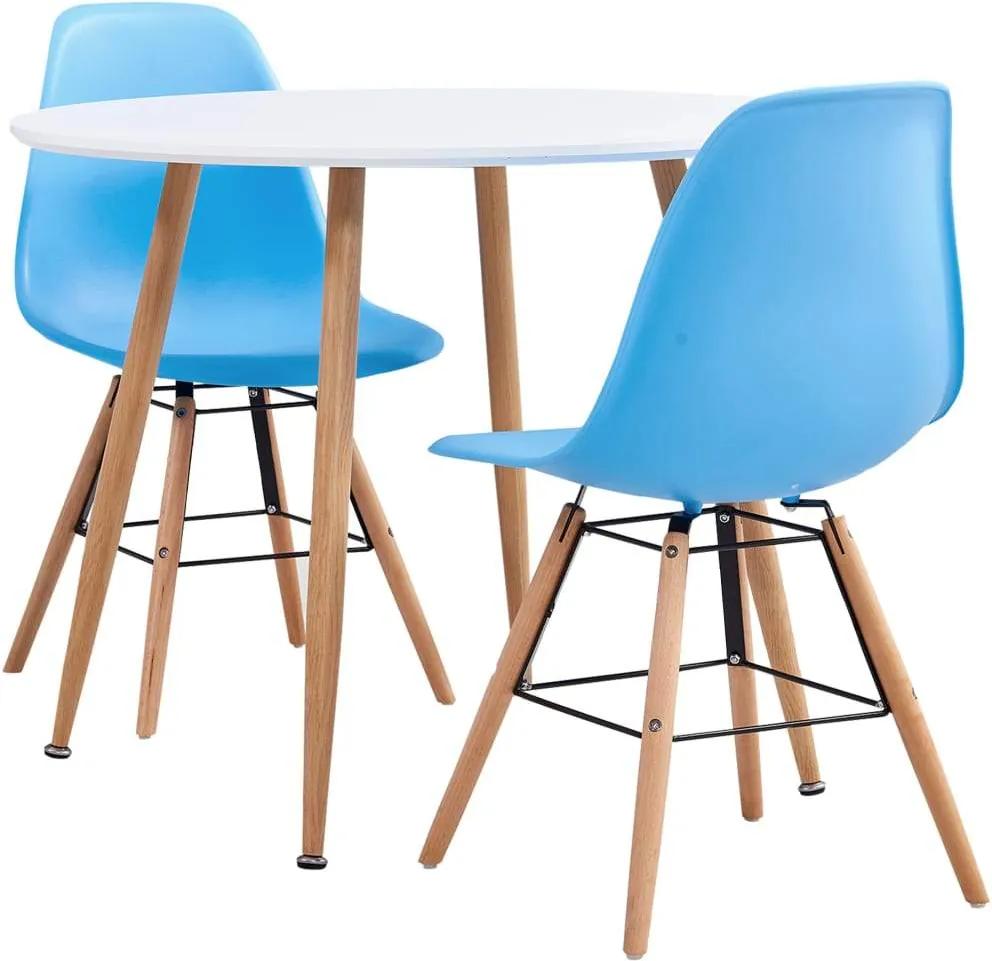 Set de mobilier bucatarie, 3 piese, albastru, material plastic
