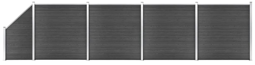 vidaXL Set de panouri de gard, negru, 792x(105-186) cm, WPC